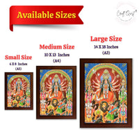 CRAFT QUEST Durga mata Mahishasura Mardini | Mahisasur Mardhini Durga Wall Painting Framed, Goddess Religious Painting