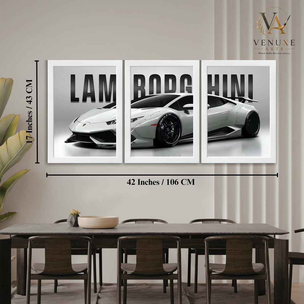 VENUXE ARTS Set Of 3 Big Sports Cars Framed Posters Gift Items for Boys Room Wall Decoration Bedroom Living Room Office Studio Décor | Car Poster Frame for Wall Décor
