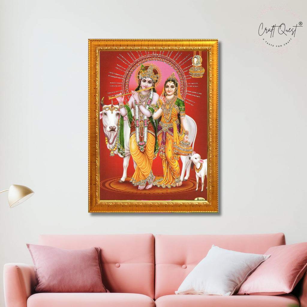 CRAFT QUEST Radha Krishna Photo Frame Wall Painting Framed Home Décor