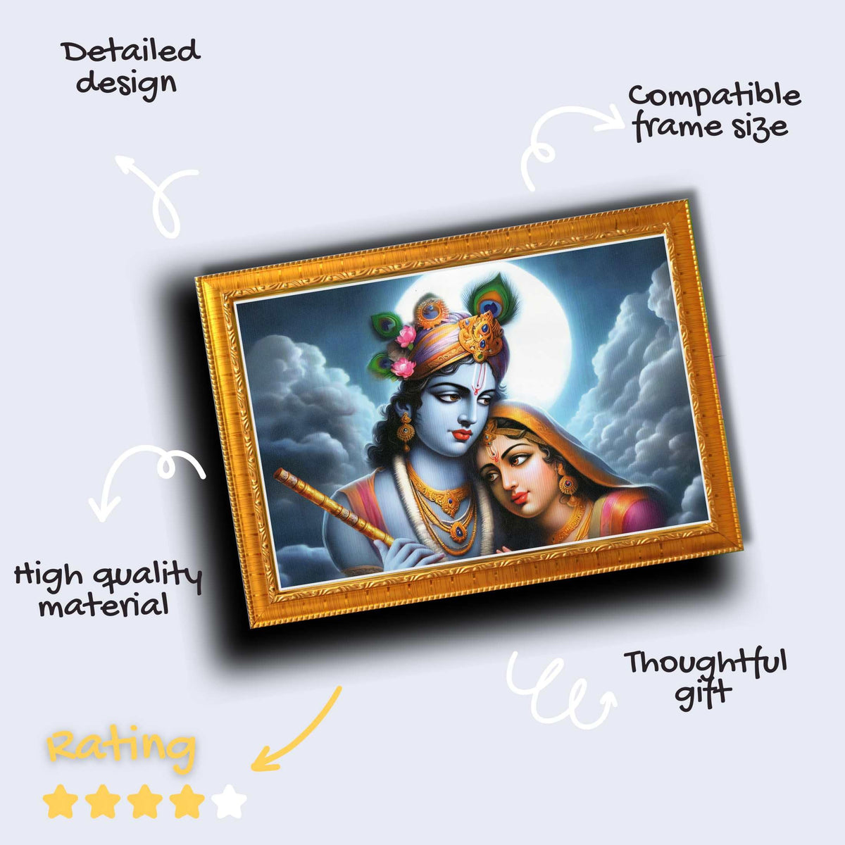 CRAFT QUEST Radha Krishna Art Photo Framed Painting for Home and Bedroom Wall Decoration of Size 14X10 Inches with Frame And Acrylic Glass RK211