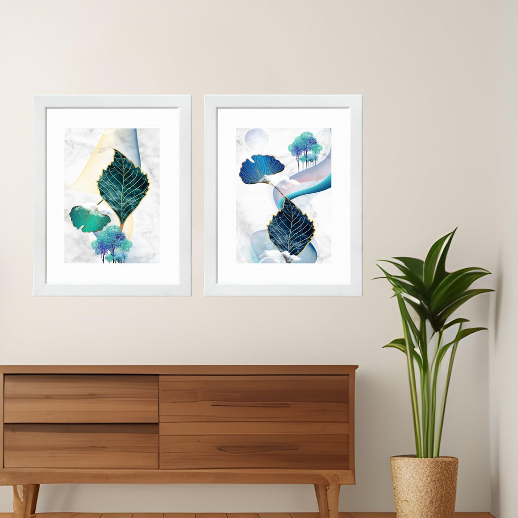 CRAFT QUEST Wall Art Decor Paintings | Set of 2 Wall Art Frames for Home Decoration | Ideal for Living Room, Bedroom & Office (Style 116)