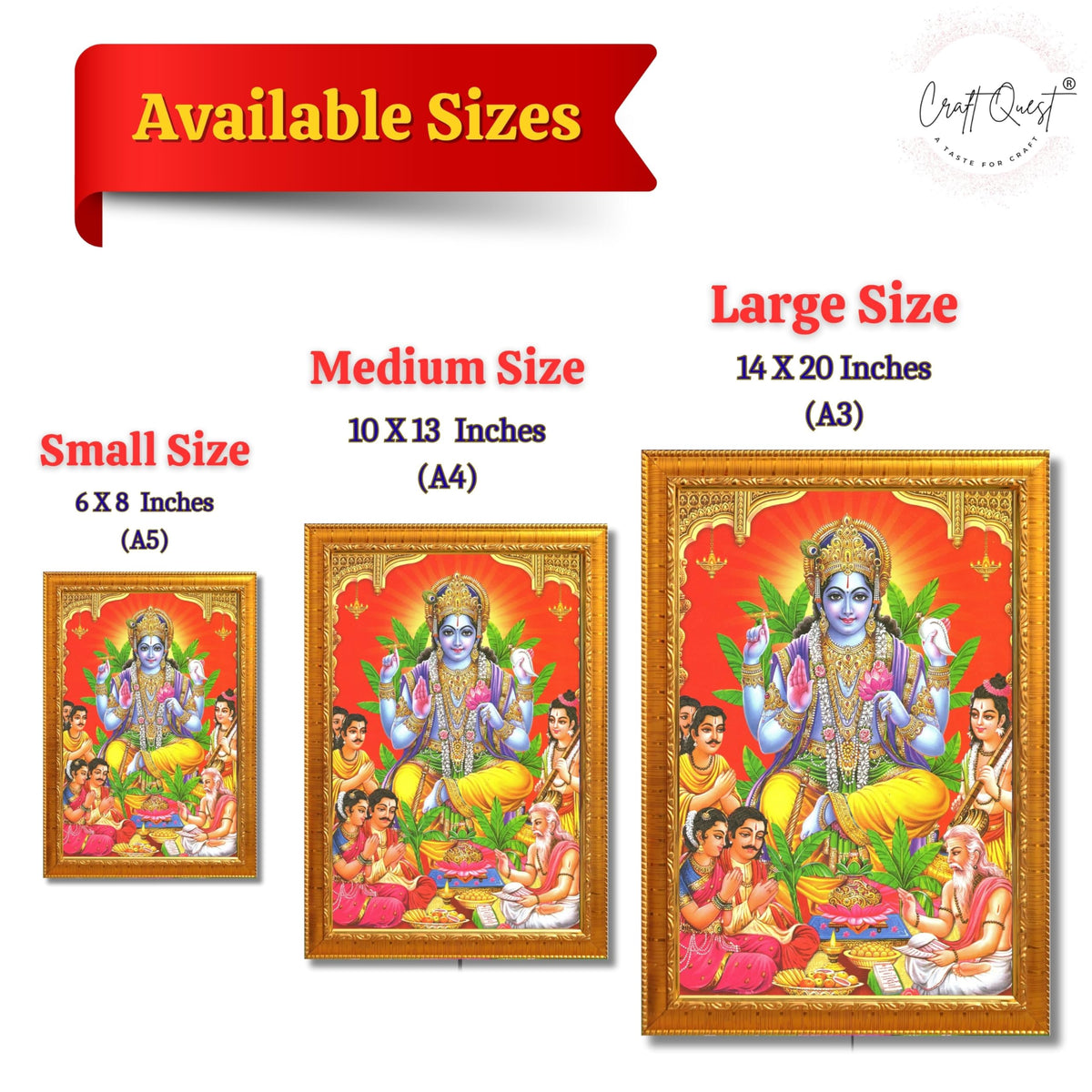 CRAFT QUEST Lord Satyanarayana Swami| Bhagwan Satyanarayan Wall Painting Religious Wood Photo Frame with Acrylic glass