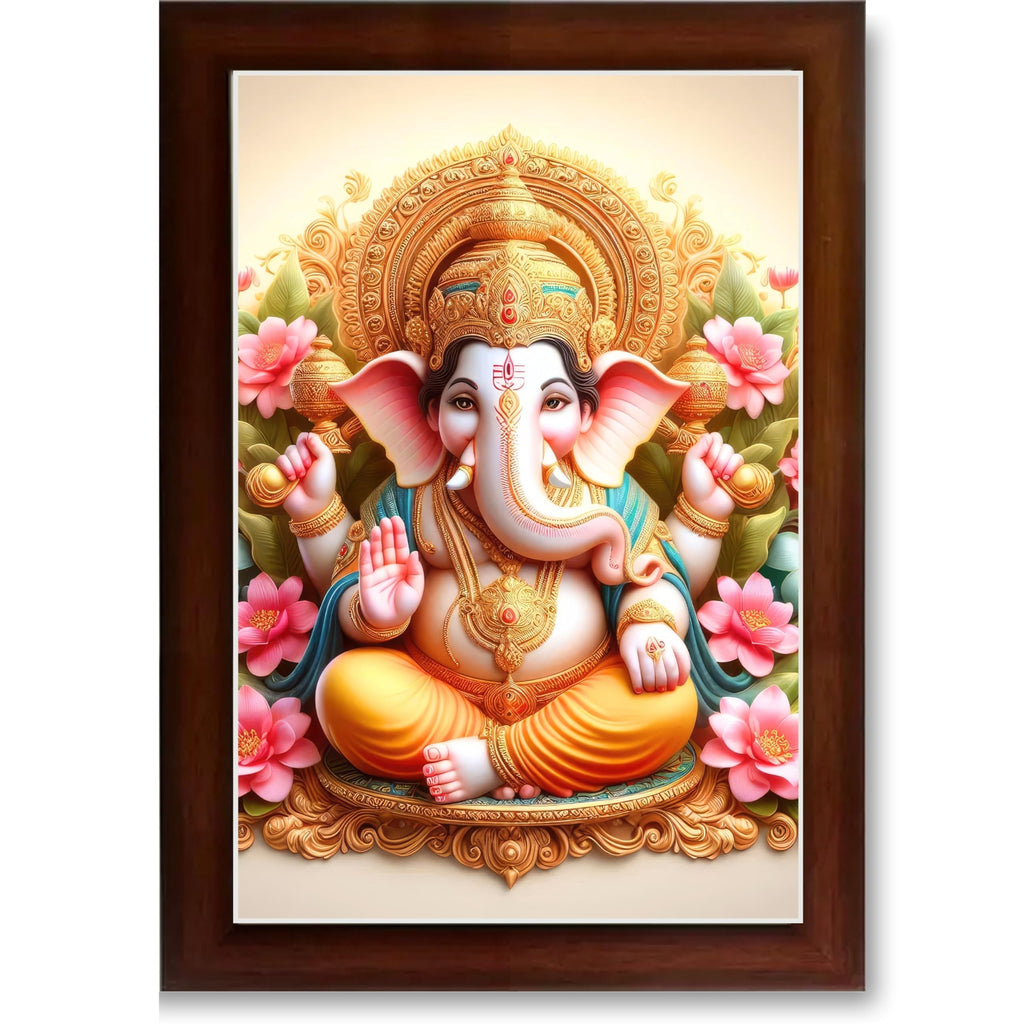 CRAFT QUEST Lord Ganesha Ganpati ji Abstract Modern Wall Painting With Frame For Home and Pooja,Office Décor Items