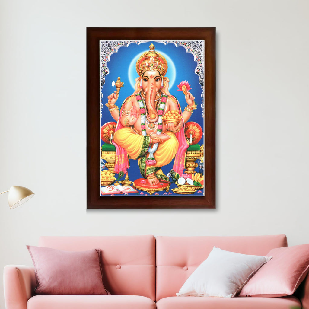 CRAFT QUEST Lord Ganpati Wall Hanging Frame for Living Room, Bedroom, Office & Pooja Room Décor GA-211