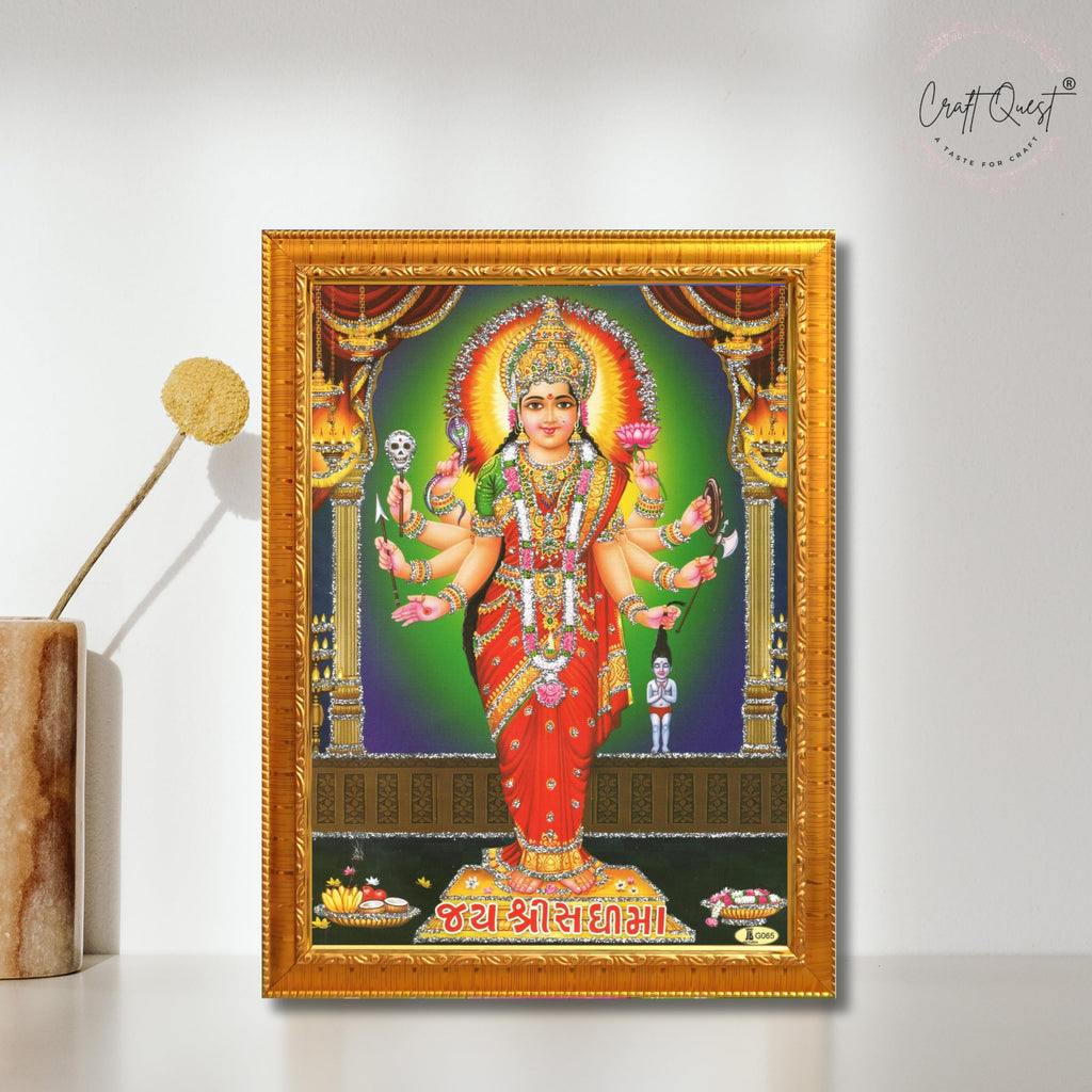 CRAFT QUEST Shri Sadhi Maa Photo frame | Acrylic, Lightweight | Hindu God Spiritual Framed | Ideal for Home, Office, Temple & Puja Room, Wall Decor