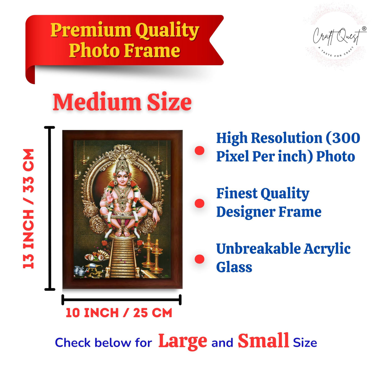 CRAFT QUEST Lord Swami Ayyappa Swamy Ayyappan Iyyappan South photo Frame For Wall Painting,Temple, Pooja, Home Décor Items