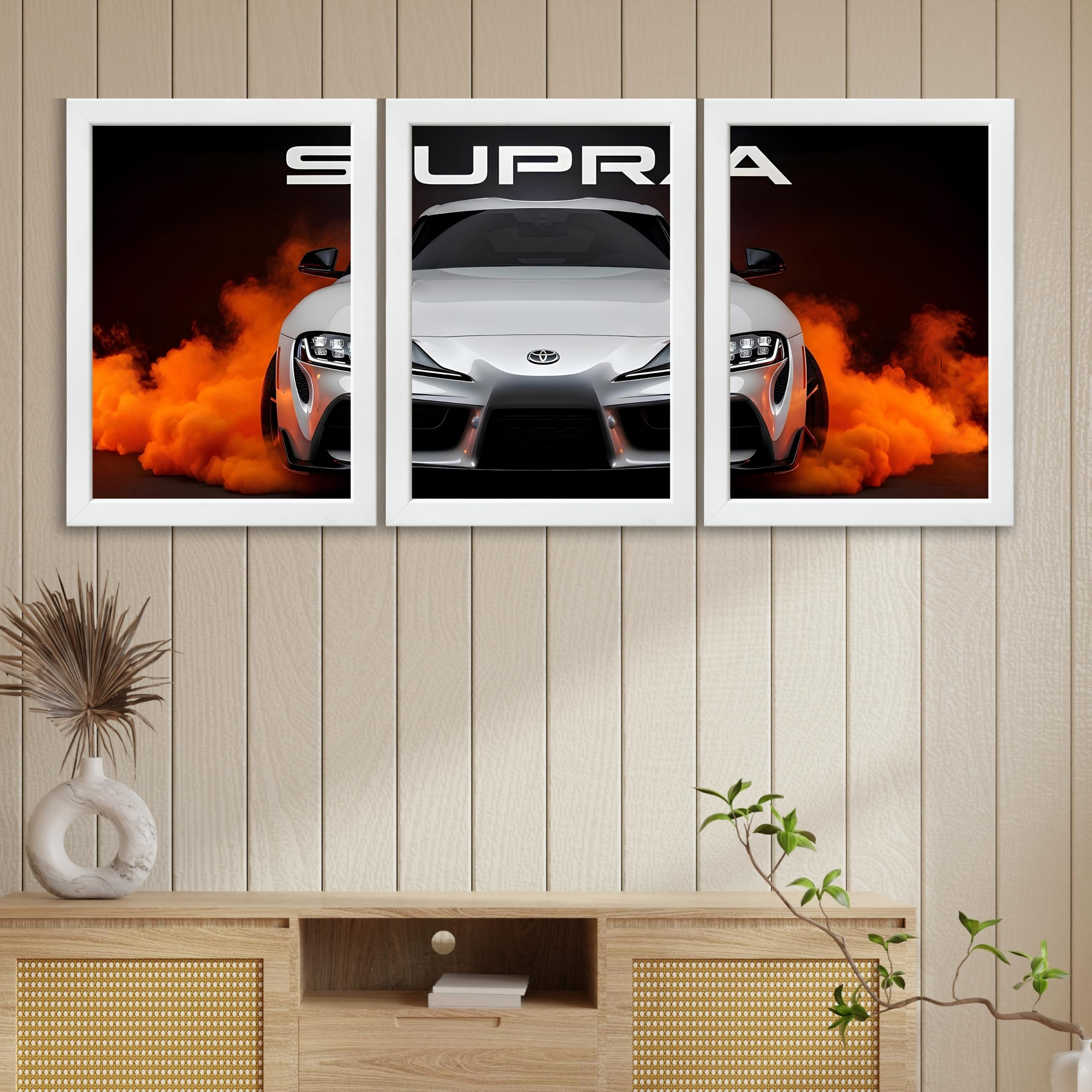 VENUXE ARTS Set Of 3 Big Sports Cars Framed Posters Gift Items for Boys Room Wall Decoration Bedroom Living Room Office Studio Décor | Car Poster Frame for Wall Décor