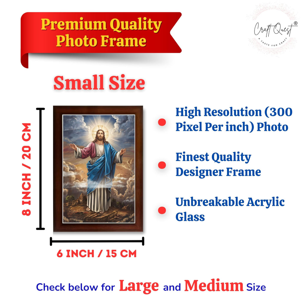 CRAFT QUEST Jesus Christ Photo with Frame, Jesus Painting, Christian Wall Frames Home and Décor