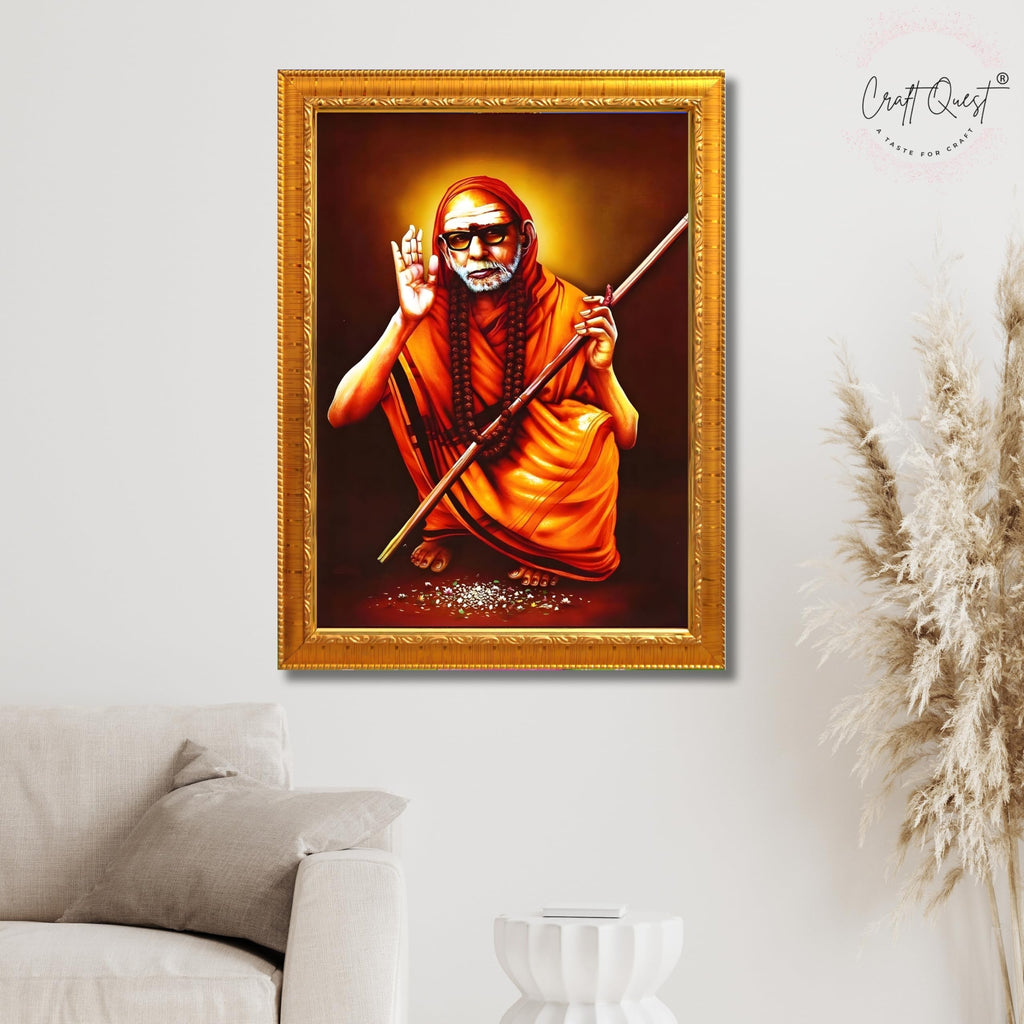 CRAFT QUEST Kanchi Maha Periyava Periyavar Periyar Kanji Wall Painting Framed|Home Décor