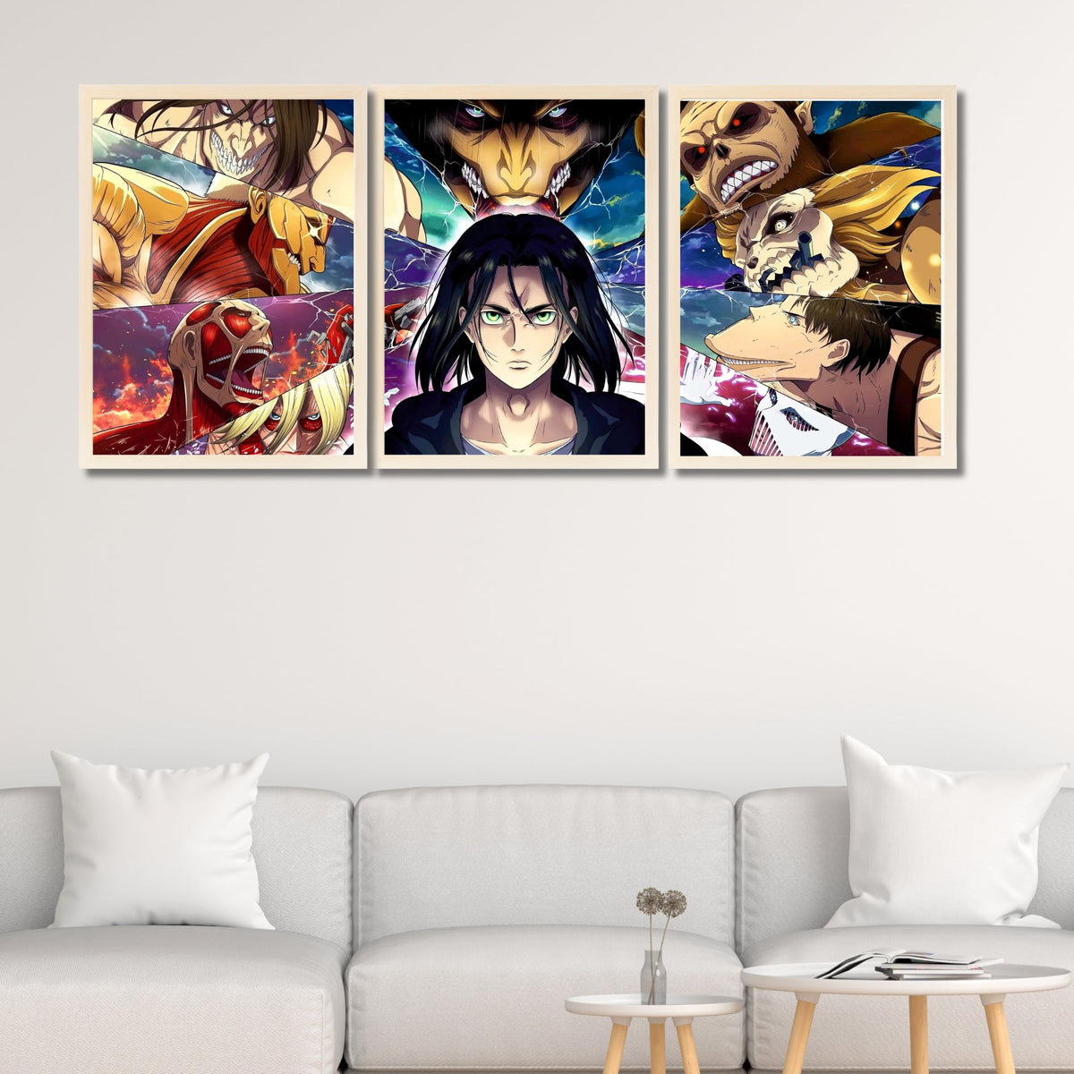 VENUXE ARTS Set Of 3 Anime Characters Wall Framed |Anime Characters Framed Poster for Living Room Bedroom Gaming Room Studio Wall Decor