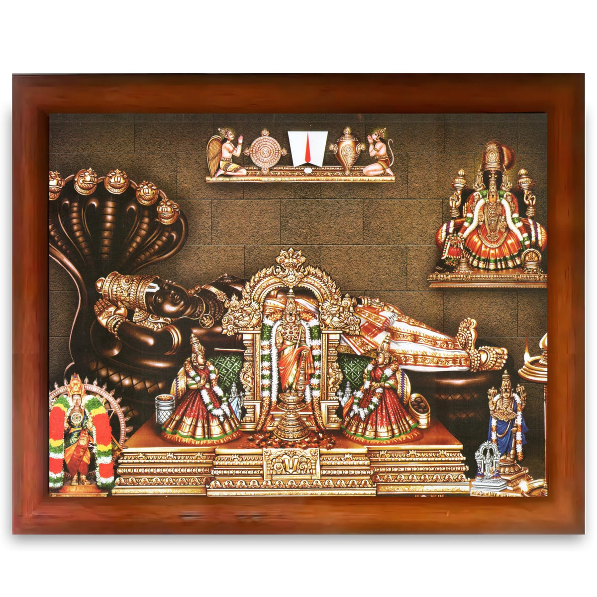 CRAFT QUEST Srirangam Ranganatha Swamy Ranganathar Perumal Wall Painting Framed | South God Picture Frame for Home, Office, Temple & Gifting