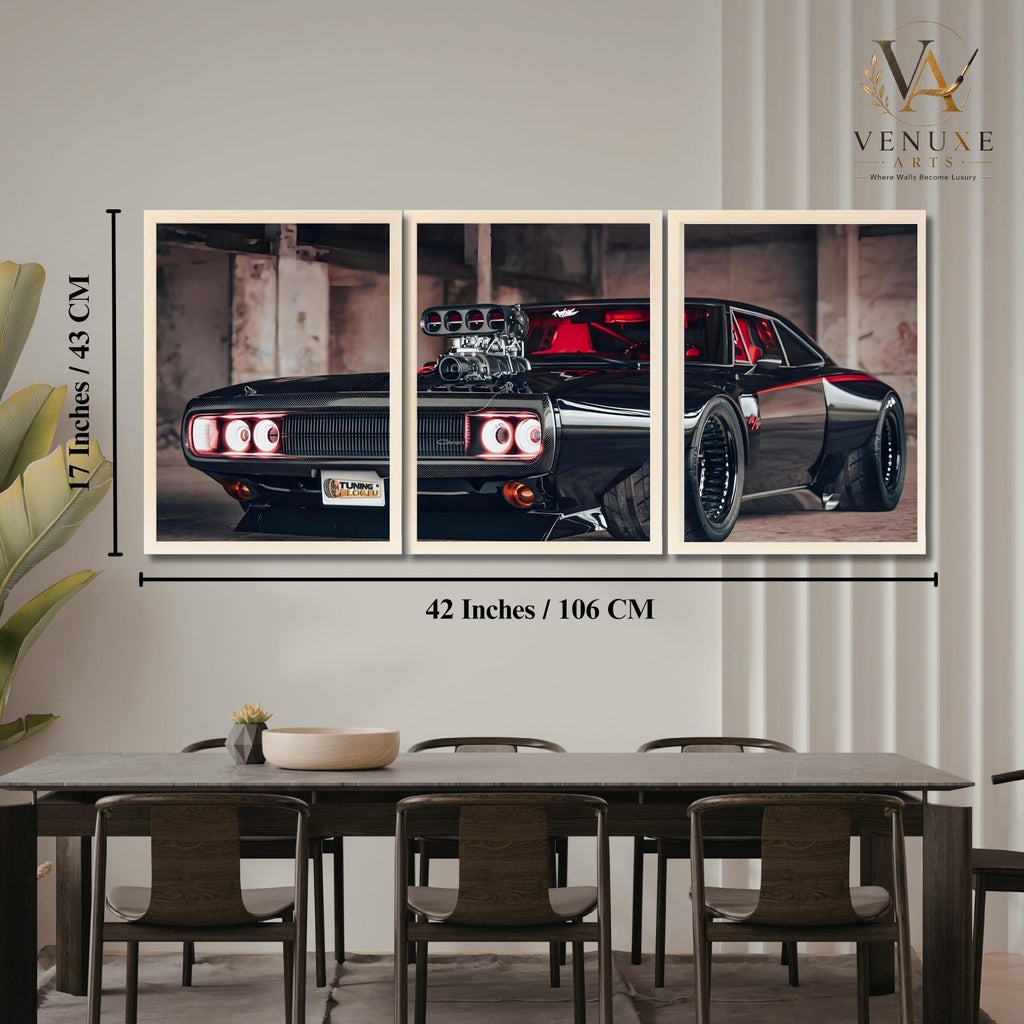 VENUXE ARTS Set Of 3 Big Sports Cars Framed Posters Gift Items for Boys Room Wall Decoration Bedroom Living Room Office Studio Décor | Car Poster Frame for Wall Décor