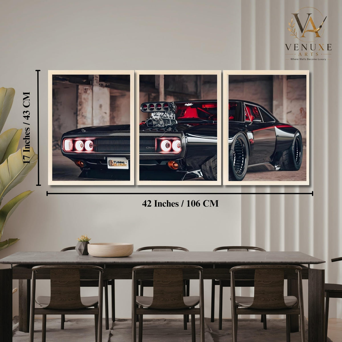 VENUXE ARTS Set Of 3 Big Sports Cars Framed Posters Gift Items for Boys Room Wall Decoration Bedroom Living Room Office Studio Décor | Car Poster Frame for Wall Décor
