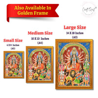 CRAFT QUEST Durga mata Mahishasura Mardini | Mahisasur Mardhini Durga Wall Painting Framed, Goddess Religious Painting