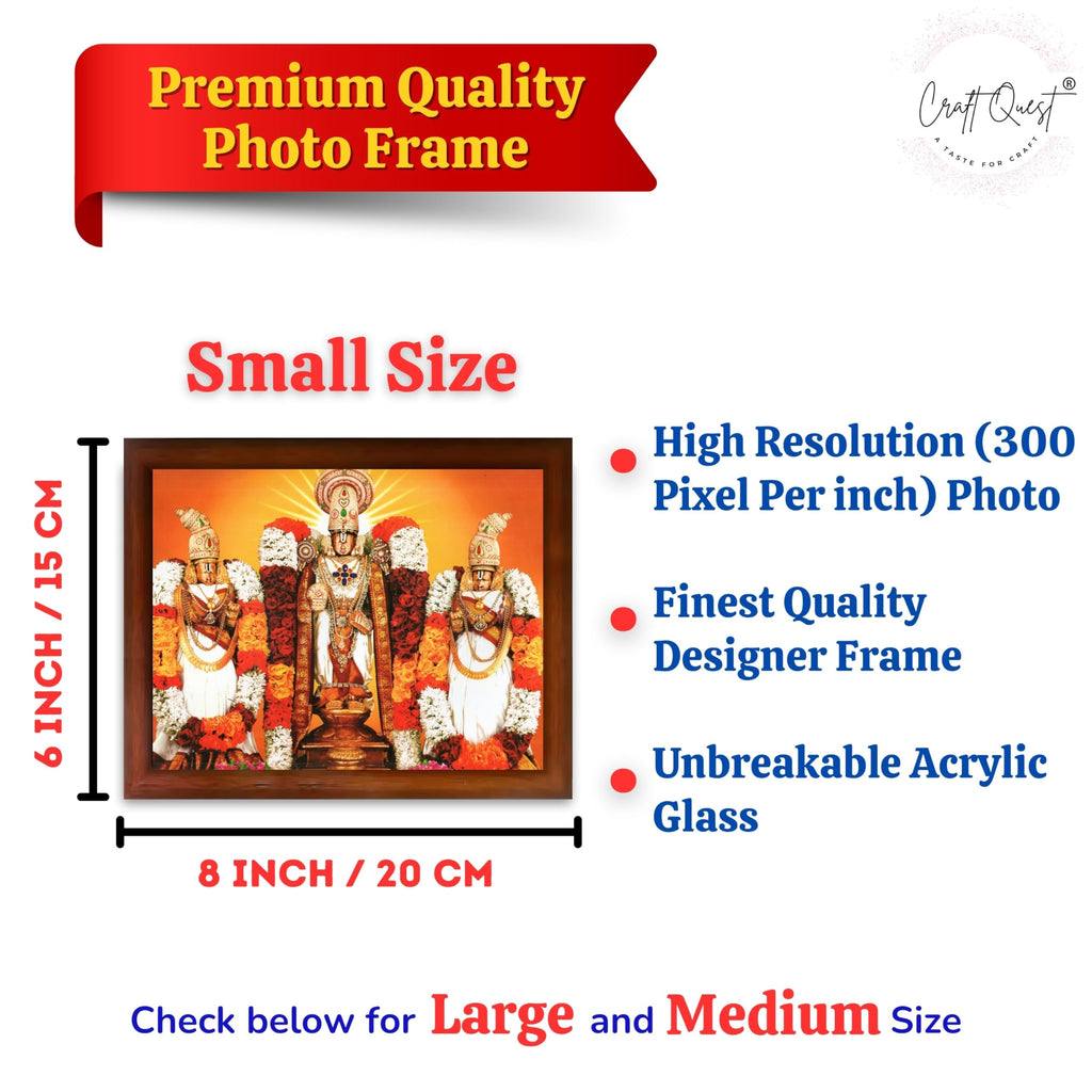 CRAFT QUEST Balaji Lakshmi Padmavati Venkateshwara Swamy Wall Photo Frame For Home, Temple, Pooja, Wall Décor Item