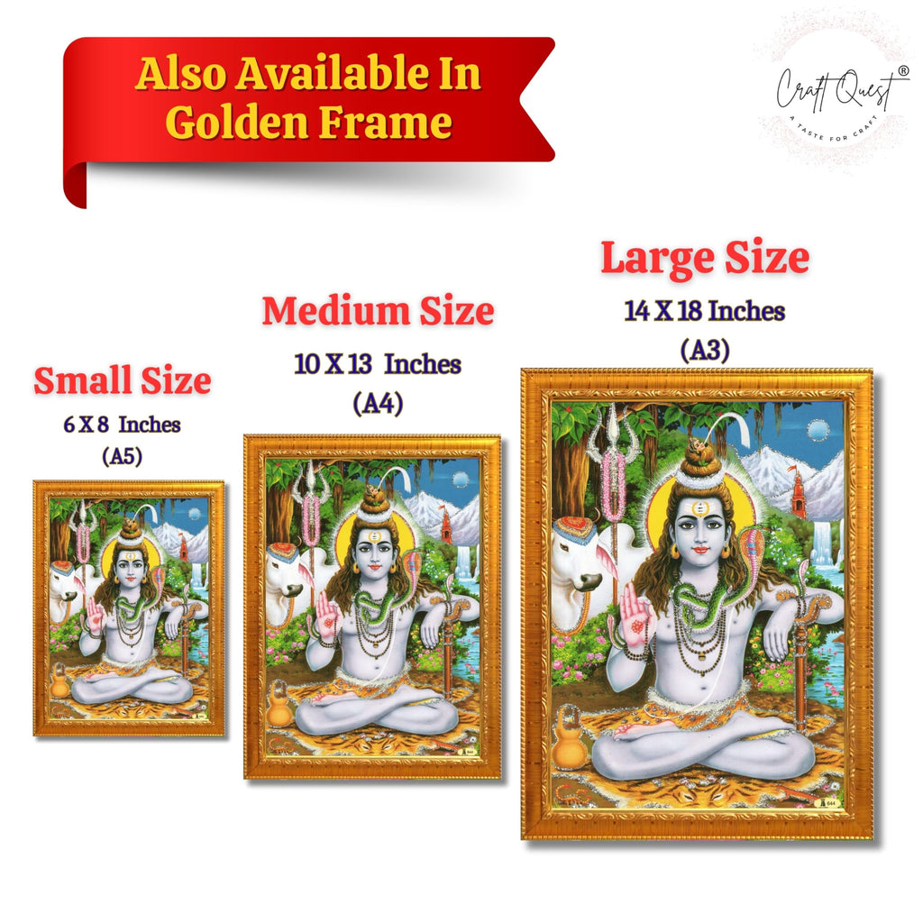 CRAFT QUEST Lord Shiva Wall Painting | Premium Framed Hindu God Wall Art | Spiritual Mahadev Poster for Living Room, Bedroom, Office, Meditation & Temple Décor |