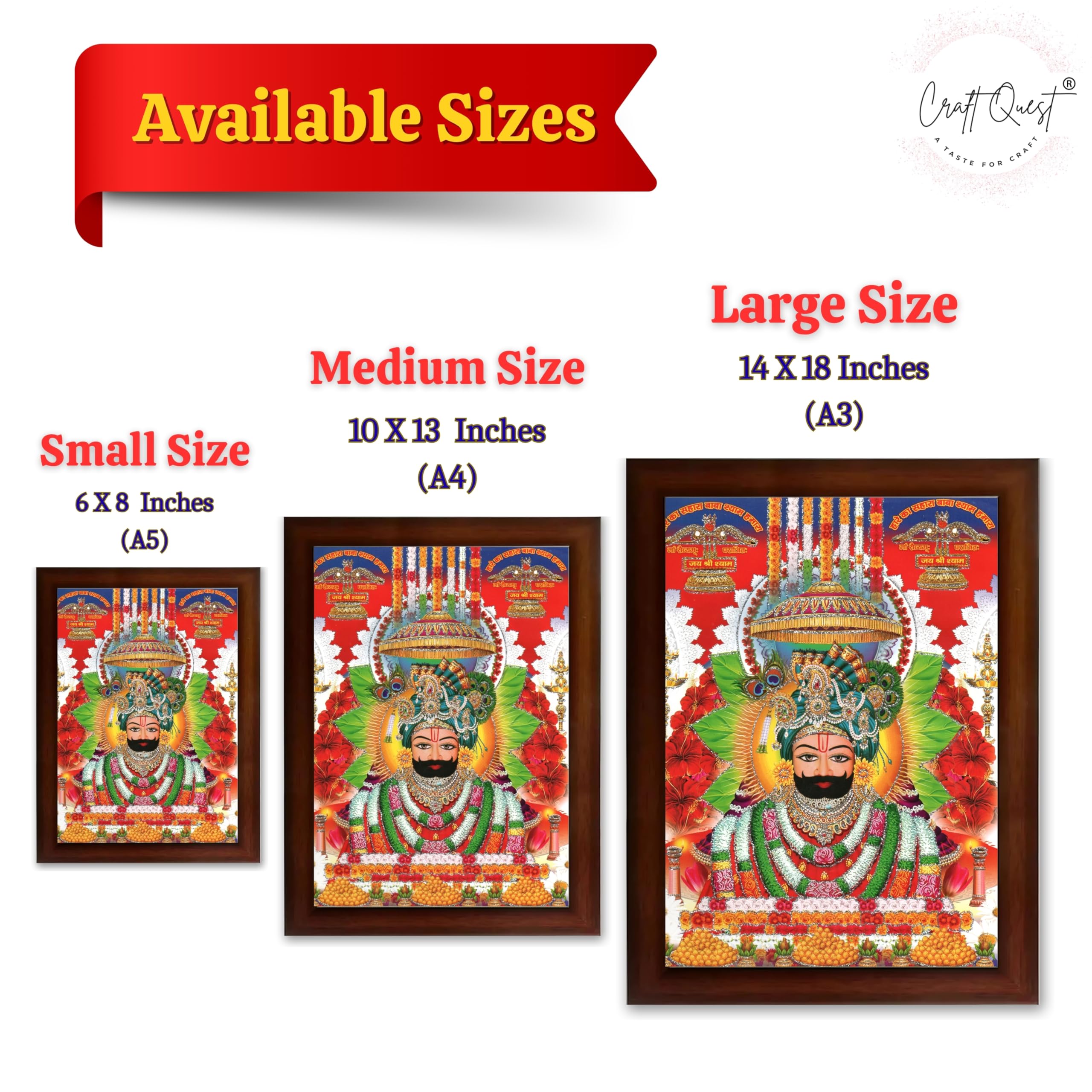 CRAFT QUEST Khatu Shyam Ji | Shyam Baba | Hare Ka Saharaa Khatu Shyam Hamara Photo Frame Wall Painting For Home Decoration And Gift