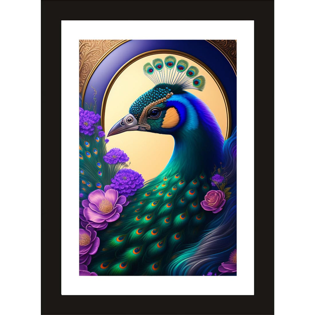 CRAFT QUEST Abstract Modern Art Painting Poster Frame for Home & Office Wall Decoration - Portrait, Wall Display (Black, 14x10 Inch Frame with Art Print) (Tropical Reverie)