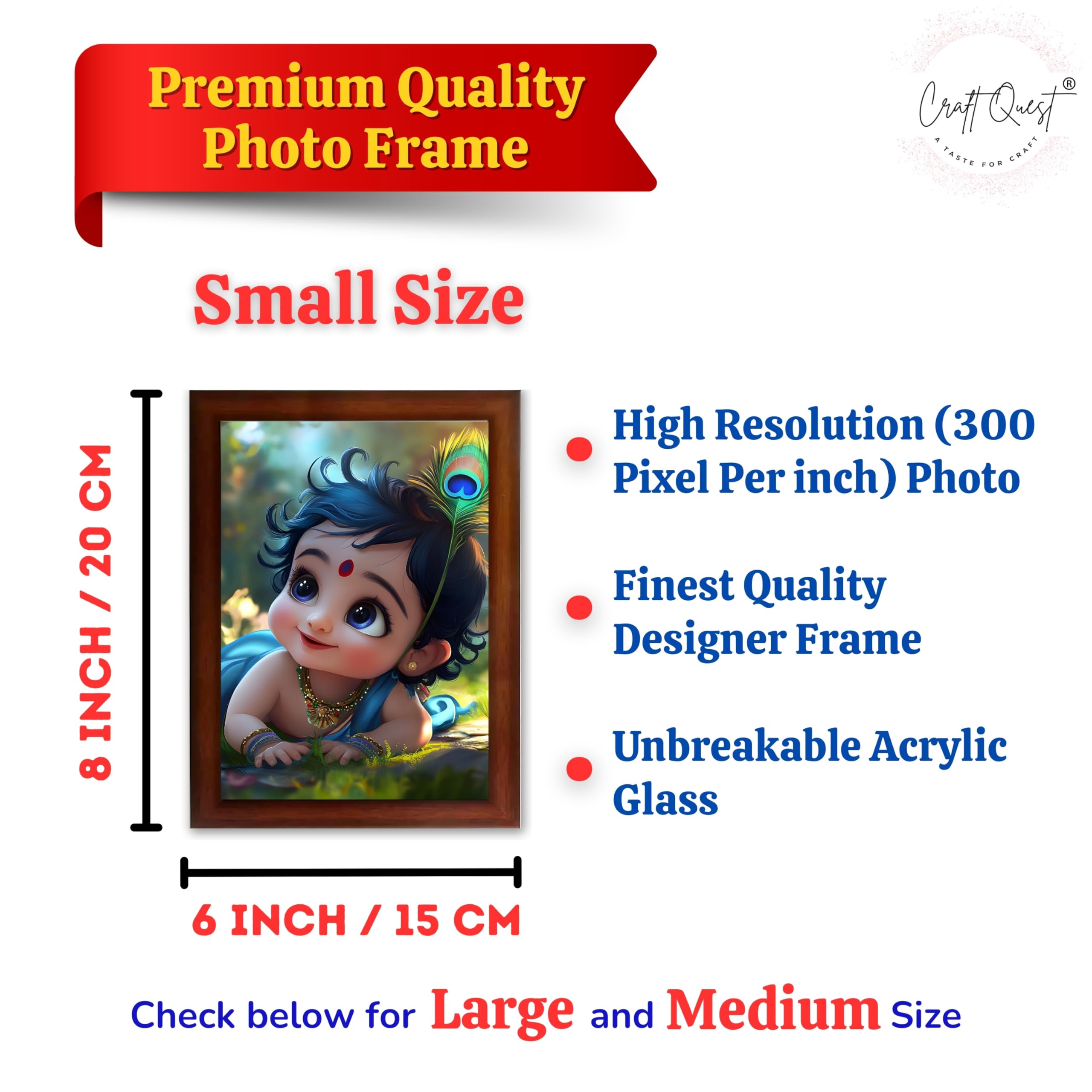 CRAFT QUEST Bal Gopal Painting Kanha Ji Poster | Laddu Lord Makhan Chor | Walls Home Bedroom Living Room Decoration Gift.