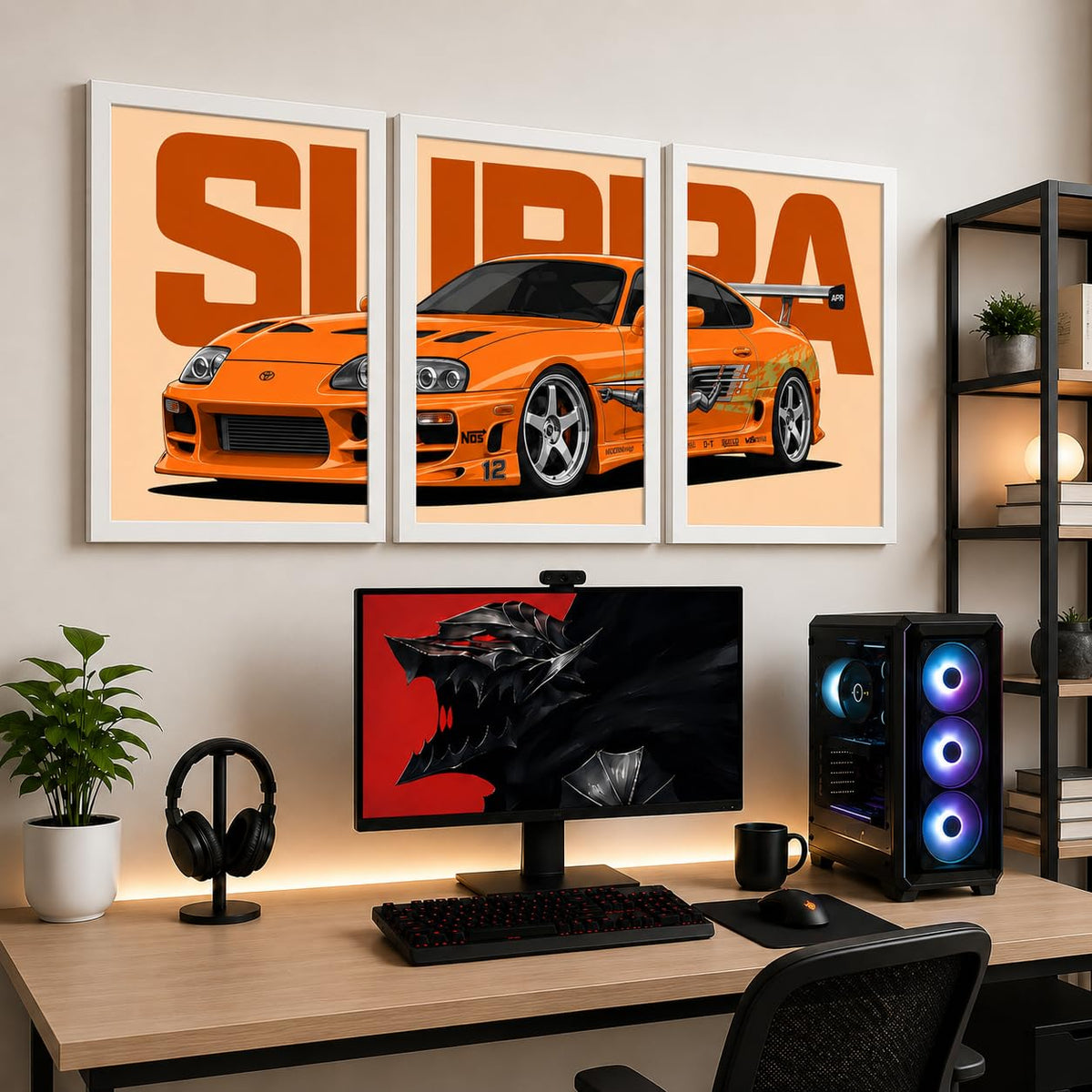 VENUXE ARTS Set Of 3 Big Sports Cars Framed Posters Gift Items for Boys Room Wall Decoration Bedroom Living Room Office Studio Décor | Car Poster Frame for Wall Décor