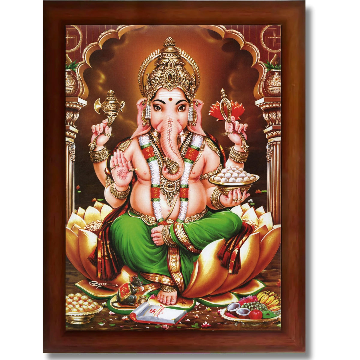 CRAFT QUEST Lord Ganesh Ganpati Photo Frame, Painting For Every House, Office, Temple, Blessing Hindu,Gift Item, Wall Decor