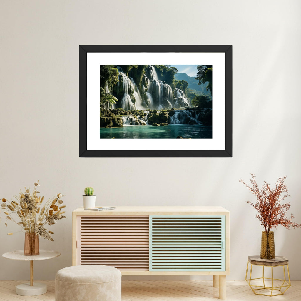 CRAFT QUEST Vastu Waterfall Landscape Scenery Photo Frame With Acrylic Sheet | Living Room, Bedroom | Home Decoration | Best Gifting Option