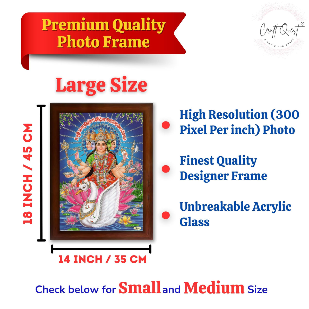 CRAFT QUEST Gayatri Mata Gayatridevi Wall Painting Framed Home Decor Items