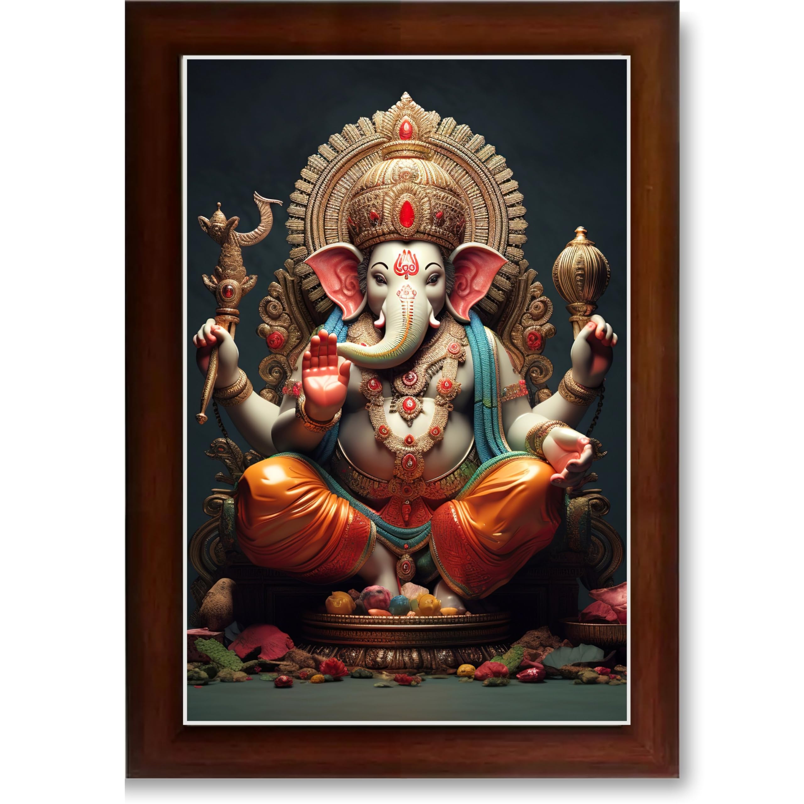 CRAFT QUEST Lord Ganesha Modern Wall Art Painting With Frame For Pooja, Home and Office Decor,