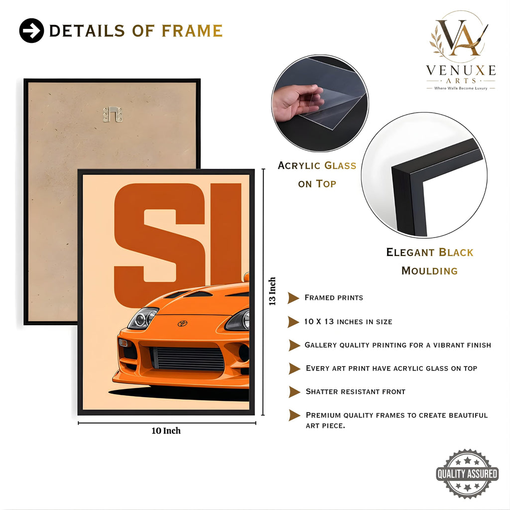 VENUXE ARTS Set Of 3 Big Sports Cars Framed Posters Gift Items for Boys Room Wall Decoration Bedroom Living Room Office Studio Décor | Car Poster Frame for Wall Décor