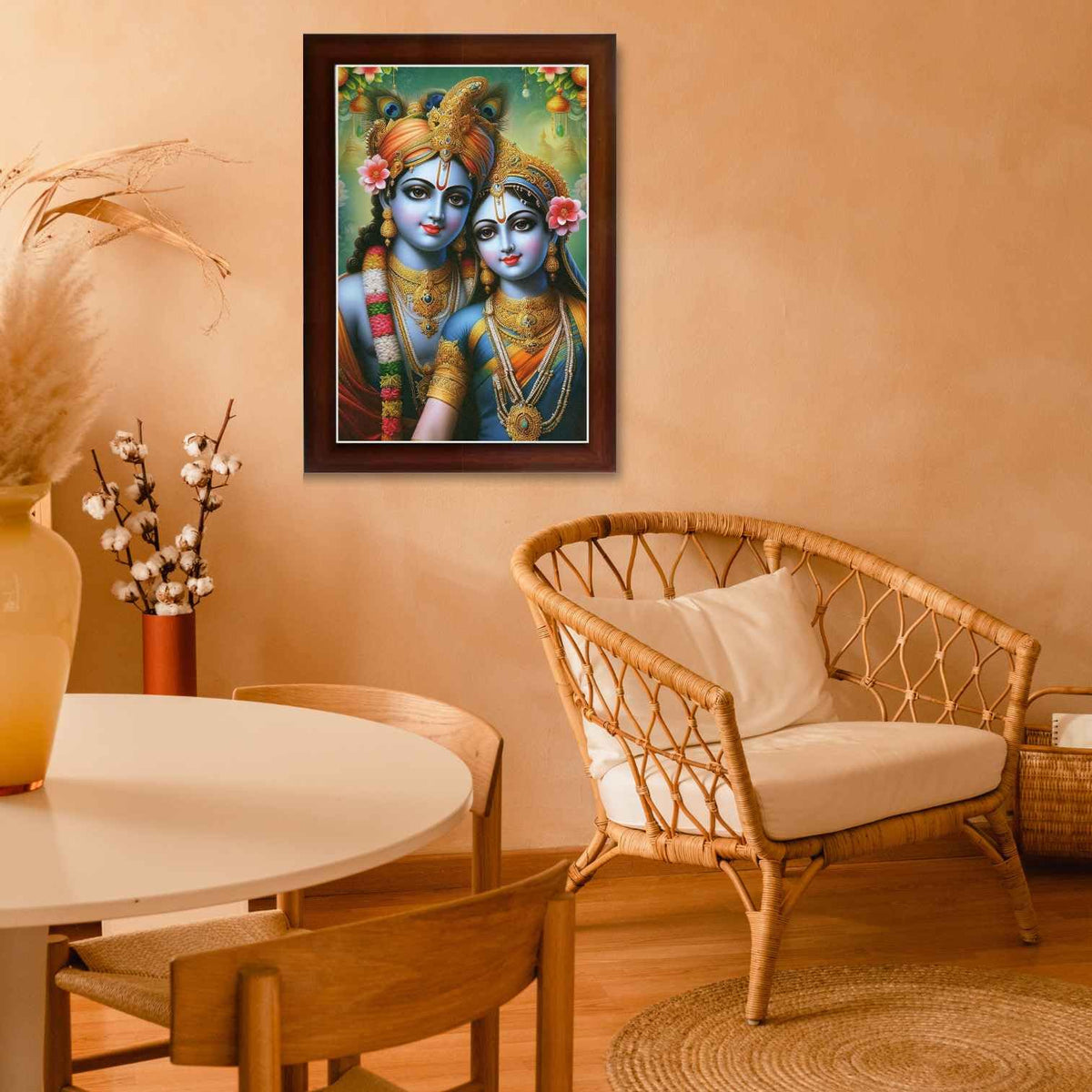 CRAFT QUEST Radha Krishna Art Photo Framed Painting for Home and Bedroom Wall Decoration of Size 14X10 Inches with Frame And Acrylic Glass RK214