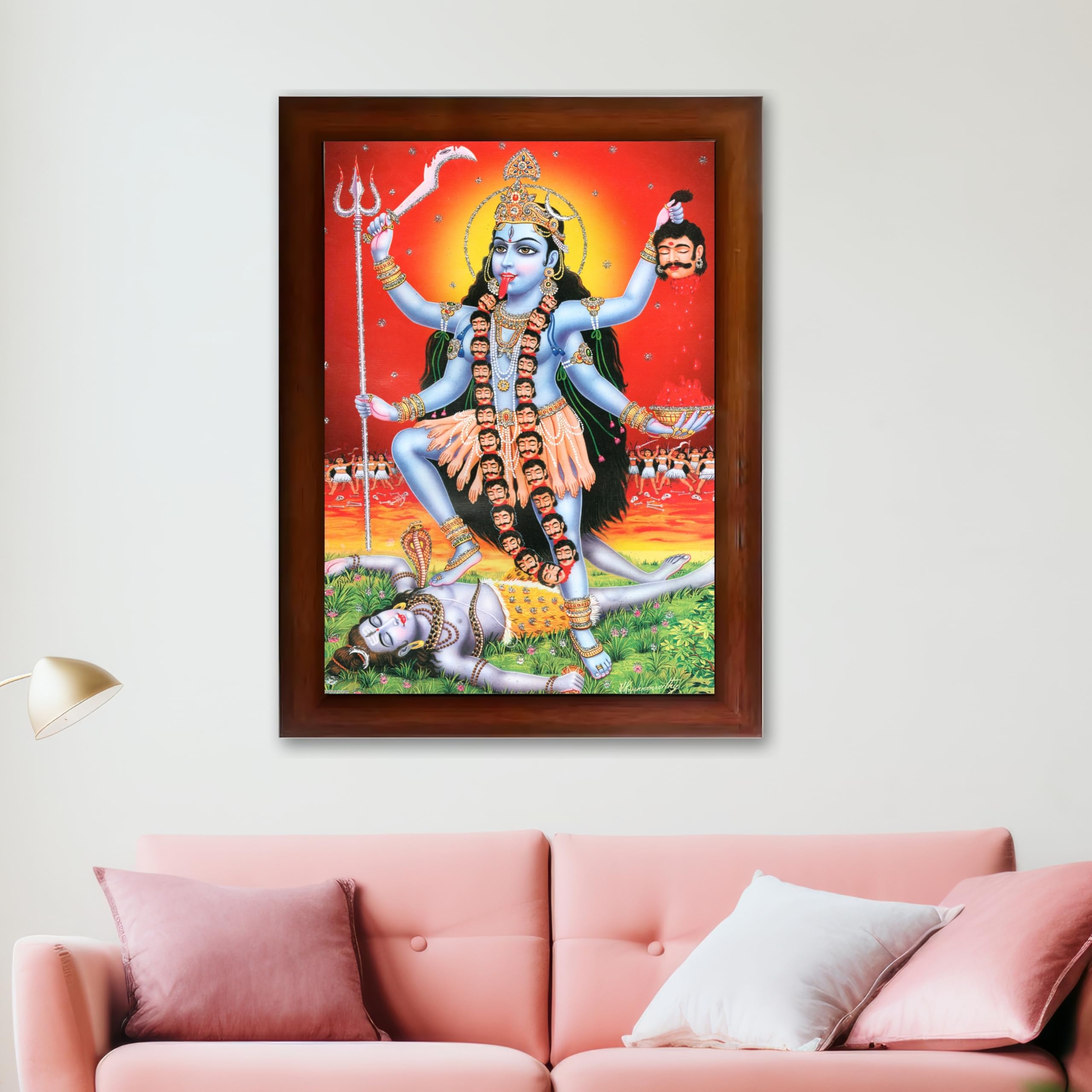 CRAFT QUEST Kali Mata photo with frame, God Religious Framed Painting