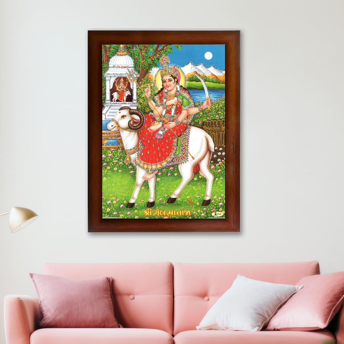 CRAFT QUEST Gel Mata Ji Geldi Maa Devi Mataji Ma Wall Painting For Home Decor wooden framed