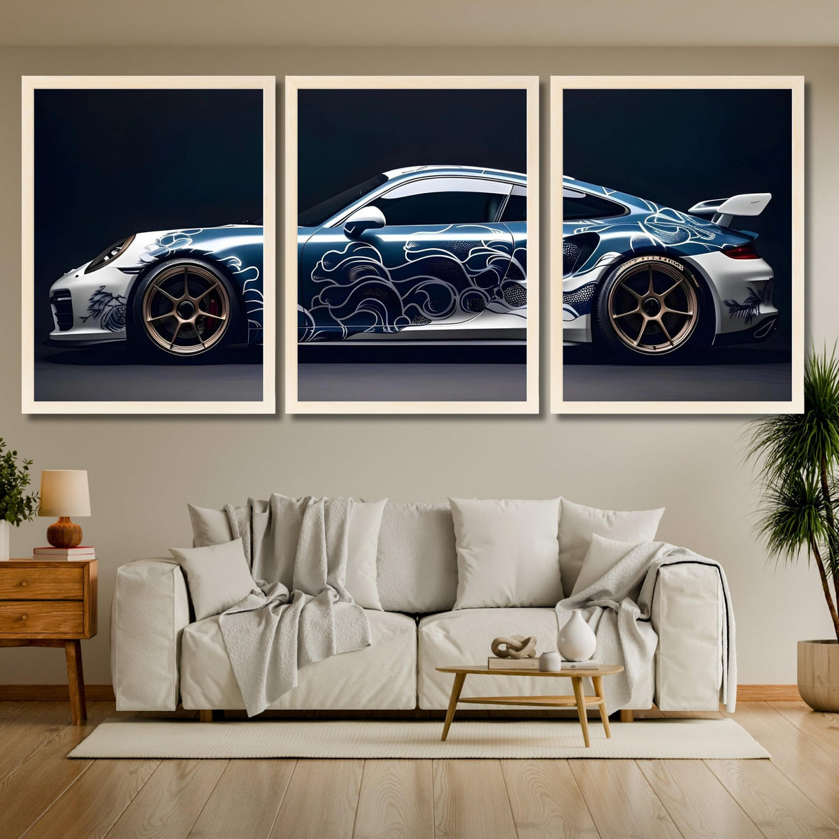 VENUXE ARTS Set Of 3 Big Sports Cars Framed Posters Gift Items for Boys Room Wall Decoration Bedroom Living Room Office Studio Décor | Car Poster Frame for Wall Décor