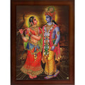 Craft Quest Radha Krishna Sparkle Coated Home Decorative Gift Item Framed Painting (10 X 14 Inches, Brown) RK1013-04
