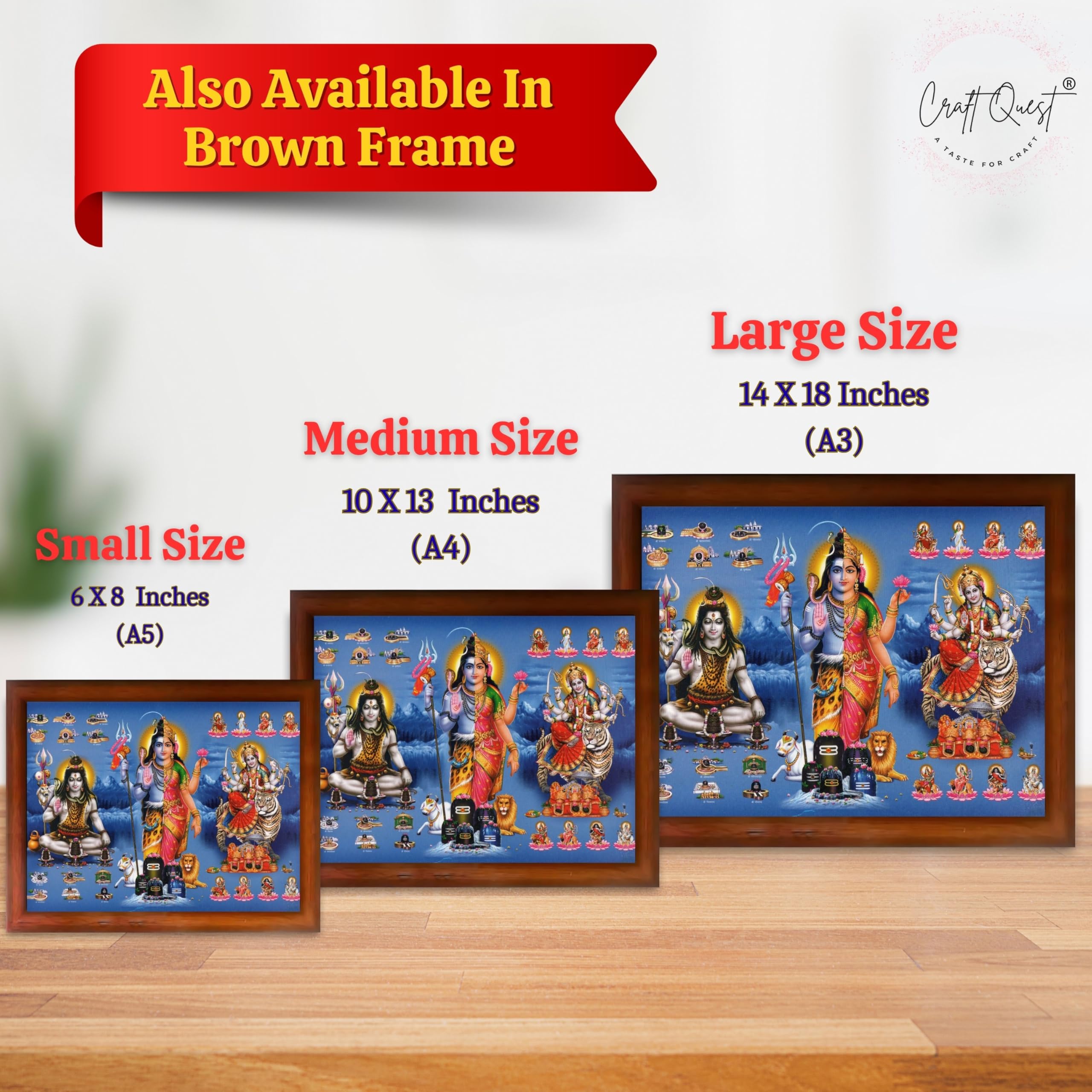 CRAFT QUEST Ardhanarishvara Arthanareeswara Shiv Parvati Photo Frame | Spiritual Framed | Ideal for Home, Office, Temple & Puja Room, Wall Decor