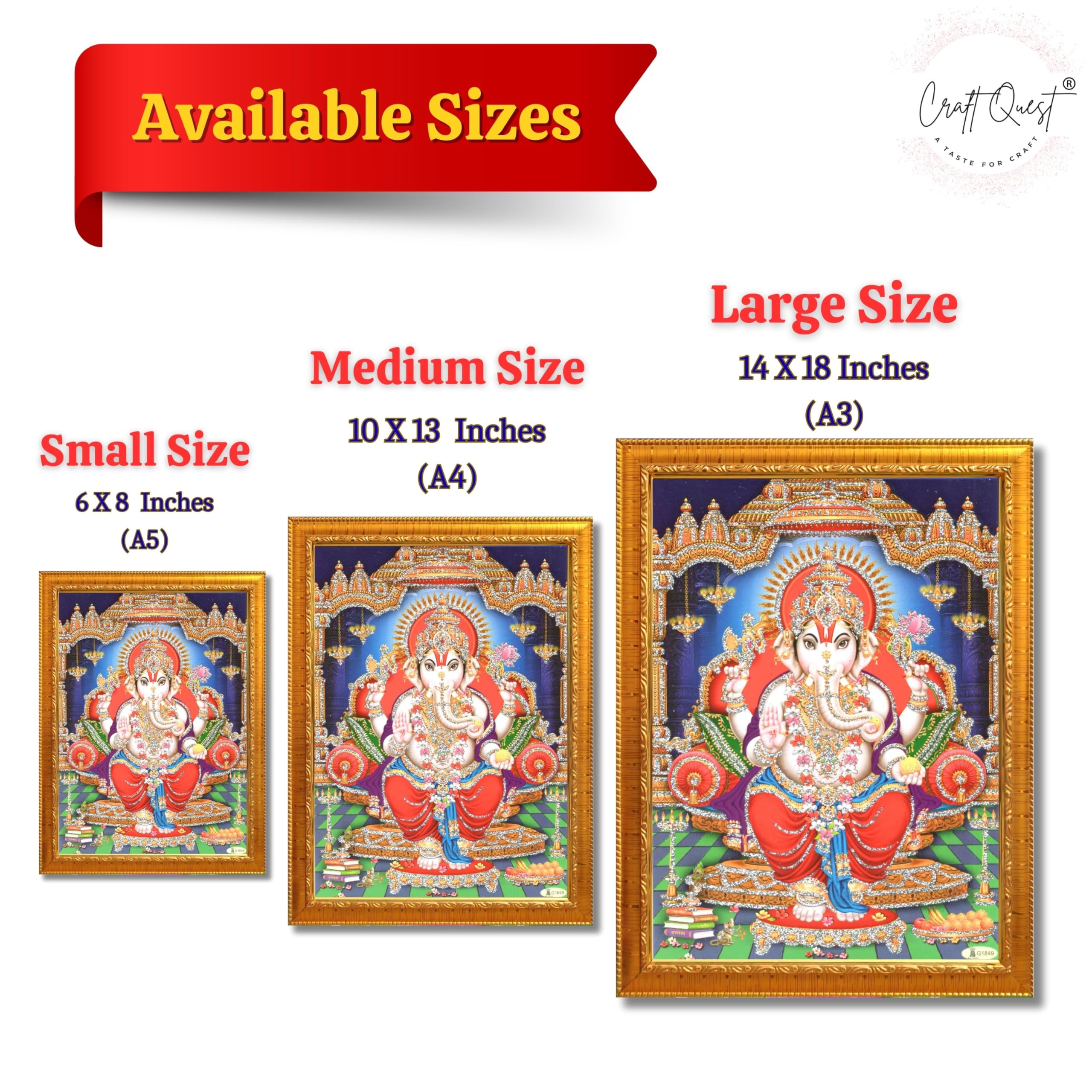 CRAFT QUEST Lord Ganpati Modern Wall Art Painting With Frame For Pooja, Home and Office Decor