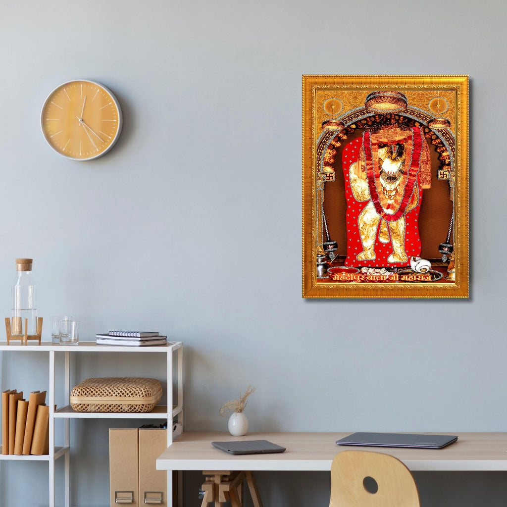 CRAFT QUEST Mehndipur balaji Hanuman | Bajrangbali Religious Photo with frame for Home Decorative Item