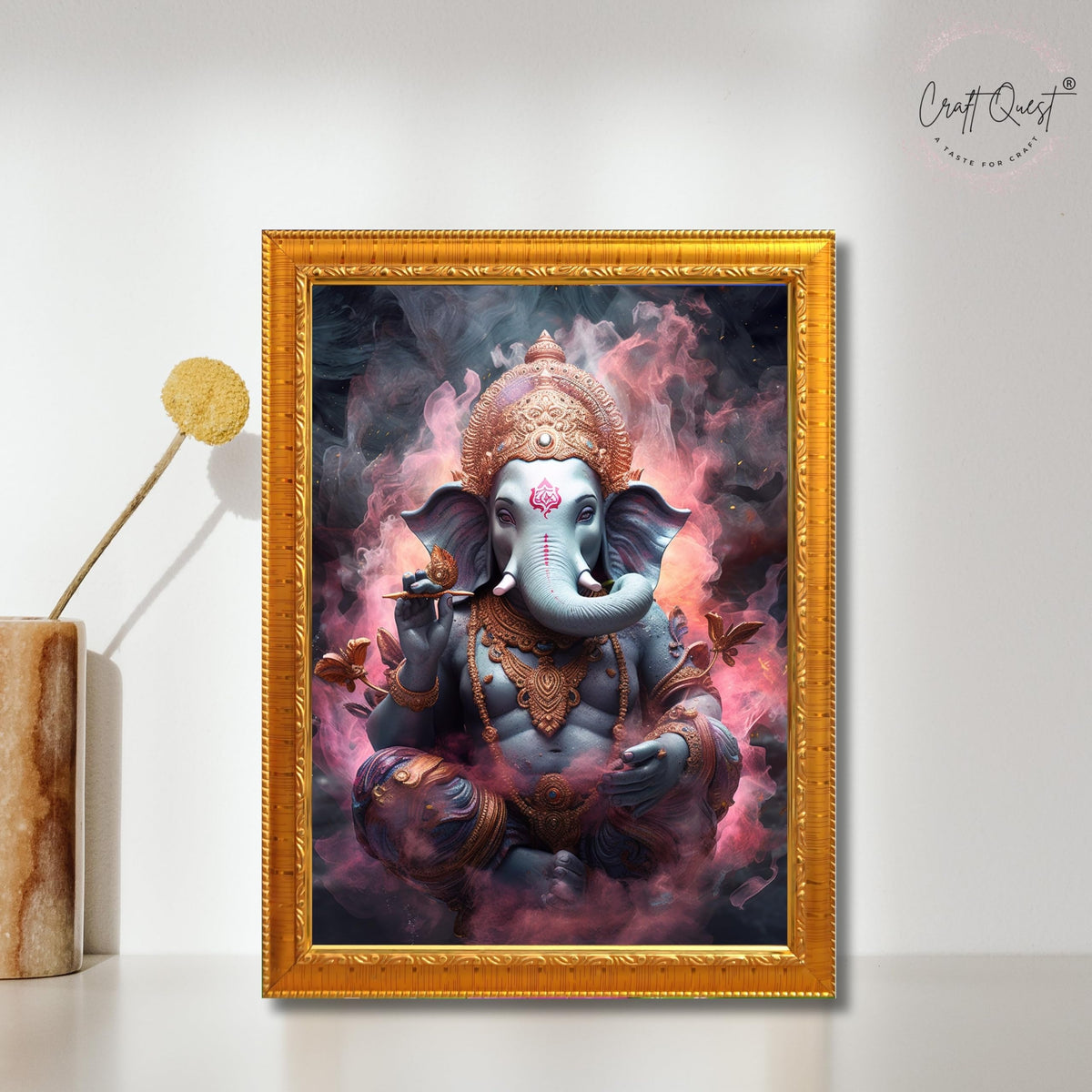 CRAFT QUEST God Ganesh Ganpati ji Hanging Wall Painting Framed For Home Décor