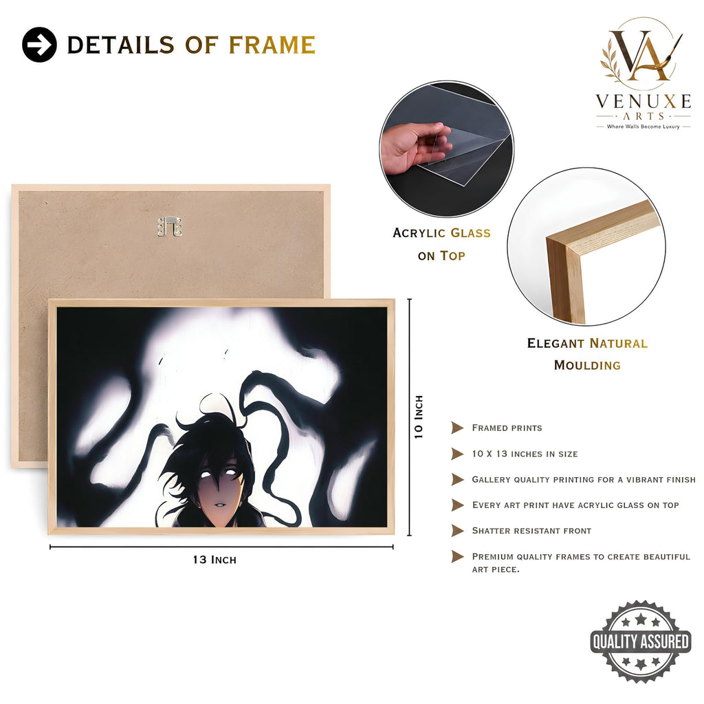 VENUXE ARTS Set Of 3 Anime Characters Wall Framed |Anime Characters Framed Poster for Living Room Bedroom Gaming Room Studio Wall Decor