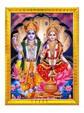 zig zag Lord Lakshmi Narayan/Lord Vishnu With Lakshmi Mata Rectangular Photo Frame For Wall/Table/Pooja Room (7x9 inches, Acrylic Glass) Golden