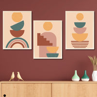 CRAFT QUEST Wall Art Decor Paintings | Set of 3 BOHO Wall Art Frames for Home Decoration | Ideal for Living Room, Offices & Bedrooms