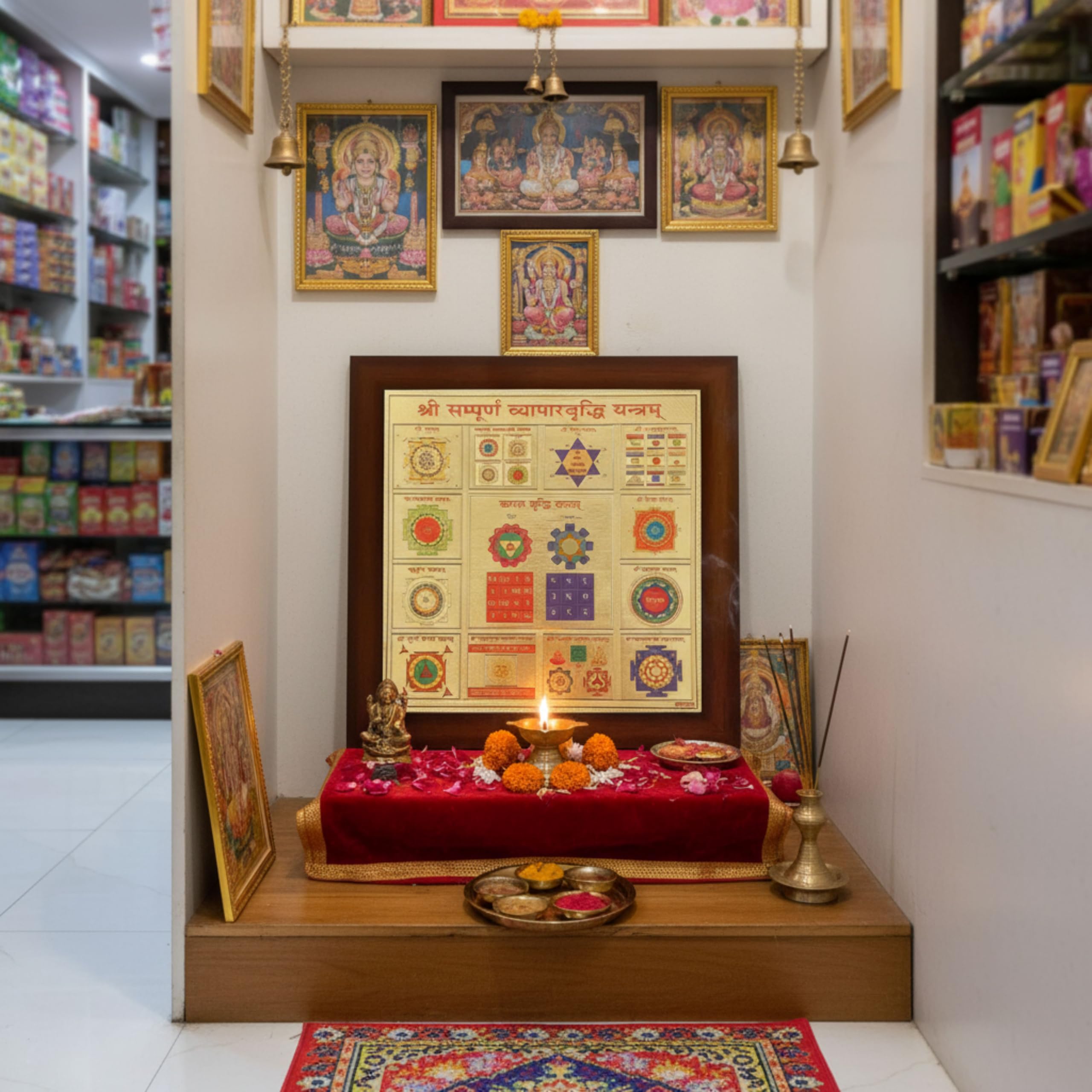 CRAFT QUEST Shree sampurna Vyapar Vridhi Yantra with 24k Gold Plating for Business and Profit | Shop Vastu Item