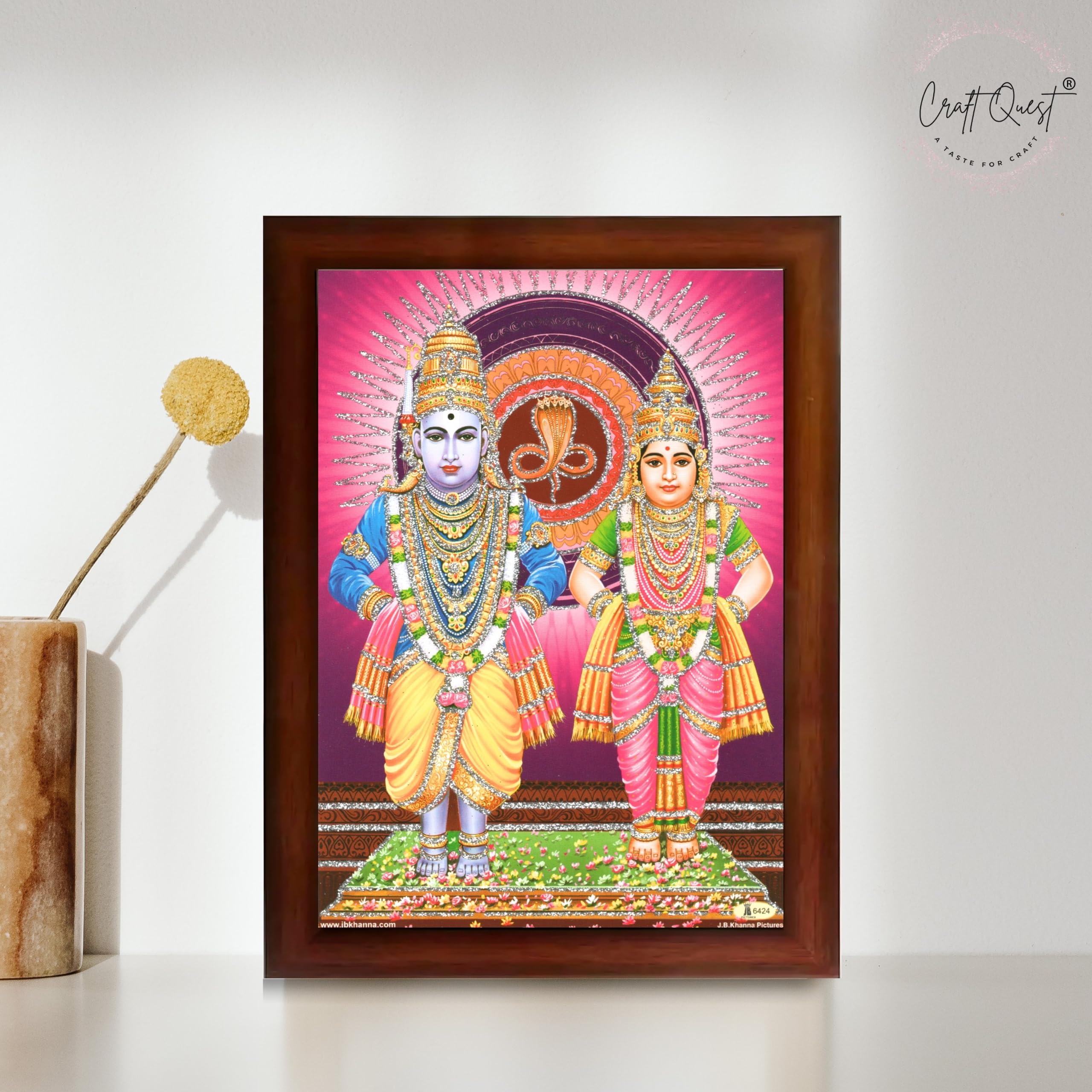 CRAFT QUEST Shri Vitthal Rukmini Photo Frame with Acrylic Sheet Wall Hanging/Gift/Temple/puja Room/Home Decor Frame Item