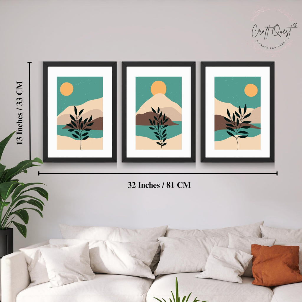 CRAFT QUEST Wall Art Decor Paintings | Set of 3 Wall Art Frames for Home Decoration | Ideal for Living Room, Bedroom & Office
