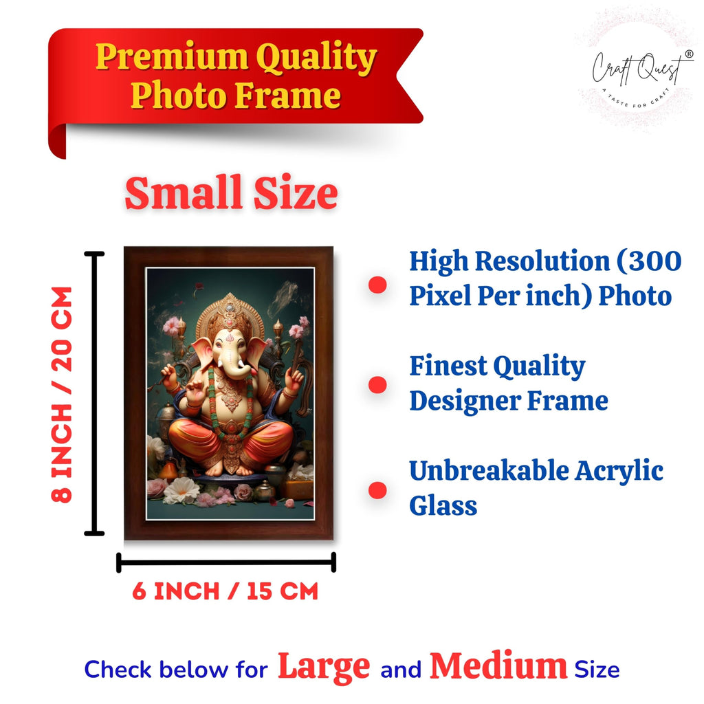 CRAFT QUEST Lord Ganesha Ganpati ji Abstract Modern Wall Painting With Frame For Home and Pooja,Office Décor