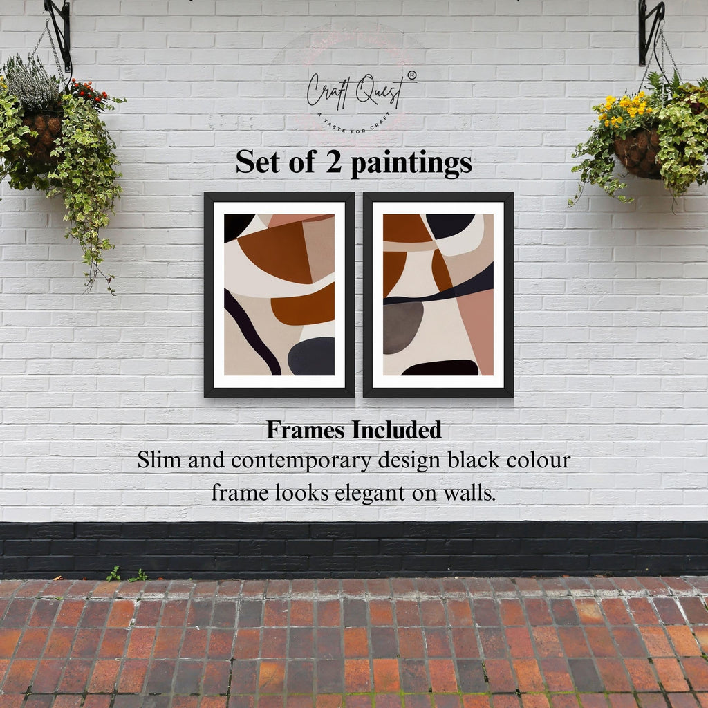 CRAFT QUEST 2 Piece Set Wall Art poster Frame Painting for Wall Decoration With Acrylic Glass, for living room,Home, Office, Restraunt