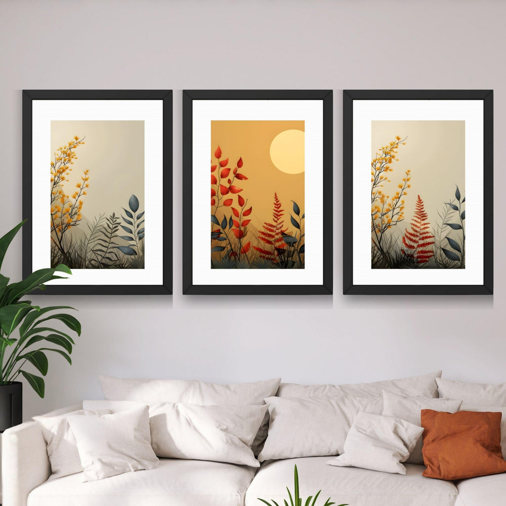 CRAFT QUEST Wall Art Decor Paintings | Set of 3 FLORAL Wall Art Frames for Home Decoration | Ideal for Living Room, Bedroom & Offices
