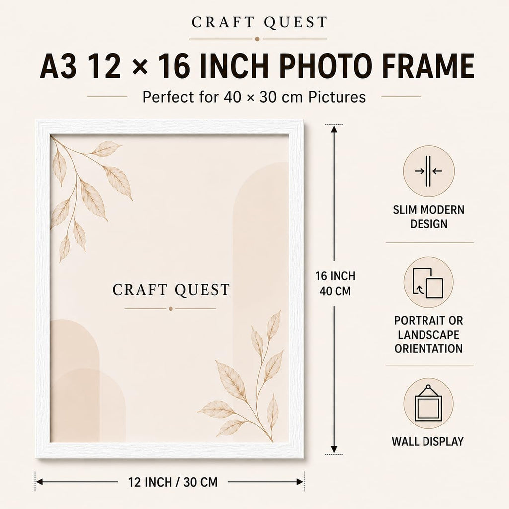 CRAFT QUEST 4X6 Inch Size synthetic Wall Mount Photo frames Single For Home Decoration, Living Room, Office Decoration (Natural, Set of 1)