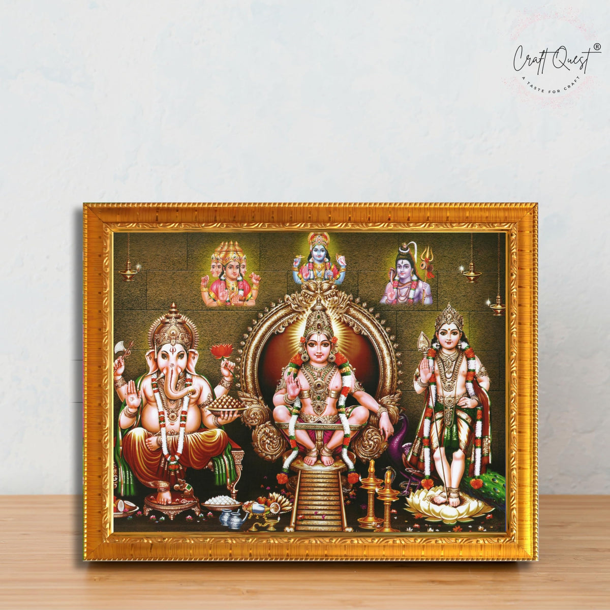 CRAFT QUEST Lord Swami Ayyappa Swamy Ayyappan Iyyappan South photo Frame For Wall Painting,Mandir, Pooja, Home Décor Items