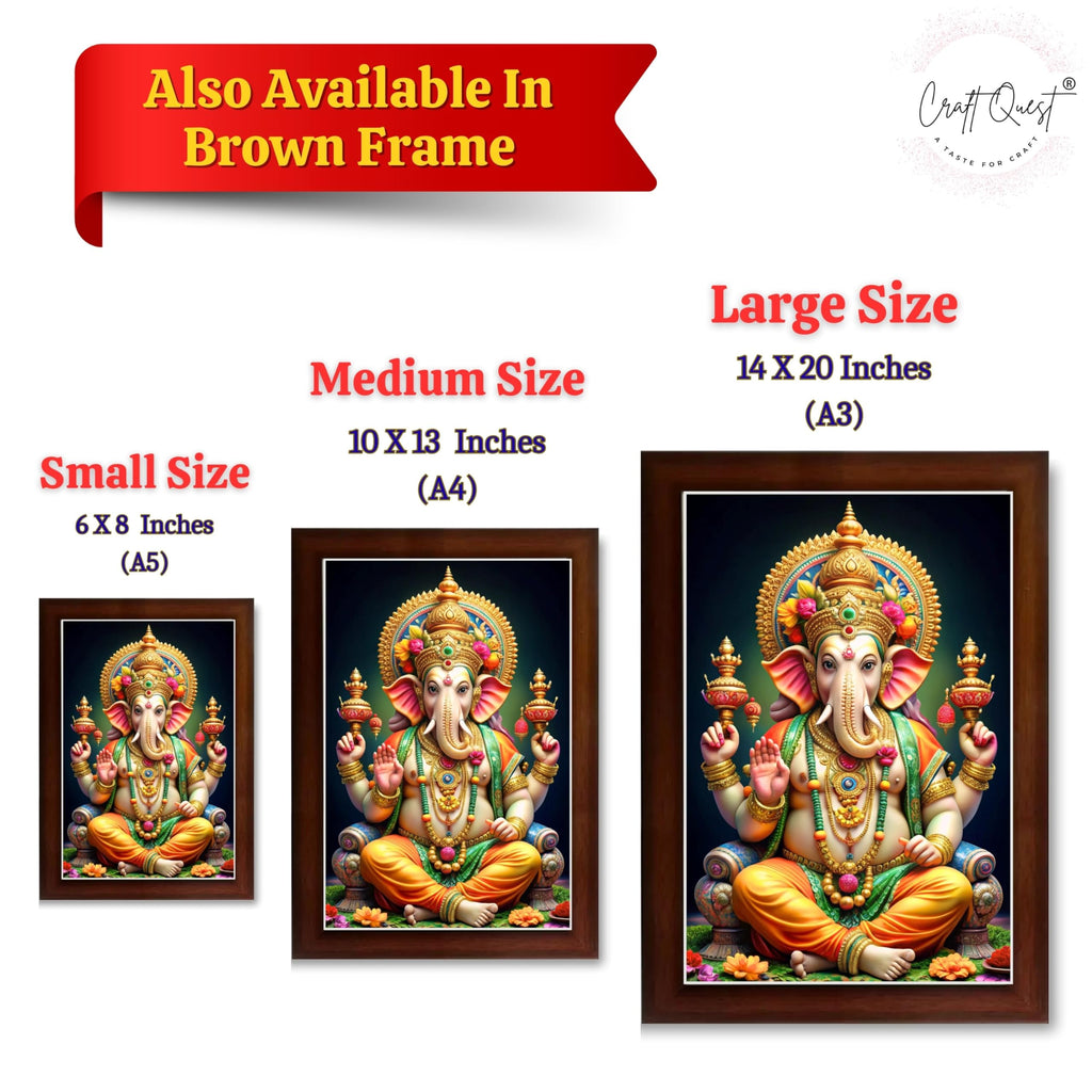 CRAFT QUEST God Ganesh Ganpati ji Ganesha Art Framed Painting Ready to Hang and Wall Decor